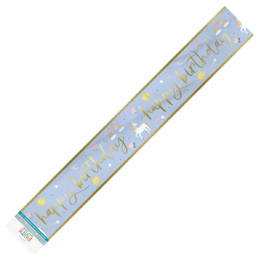 Dainty Unicorn Happy Birthday Foil Banner 2.74m (9')