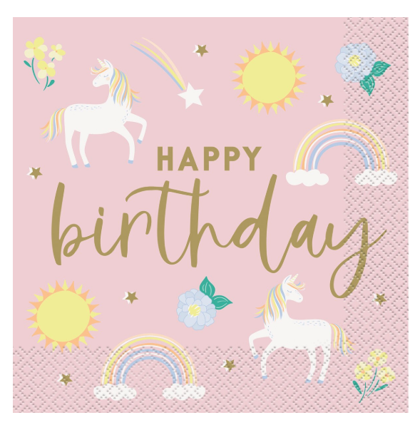 Dainty Unicorn 16 Luncheon Napkins 32.3cm x 32.3cm (12.75" x 12.75")