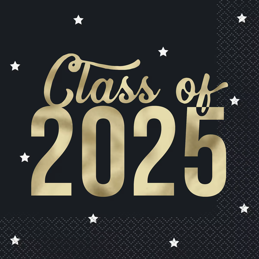 Classy Grad "Class of 2025" 16 Foil Stamped Luncheon Napkins 2ply 33cm x 33cm (13" x 13") – Pack of 16