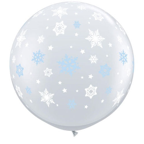 Printed 90cm Clear Winter Snow Flakes Giant Latex Balloon Each