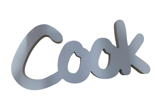 WOODEN WORD 'COOK'  (WHITE) - SPLOSH