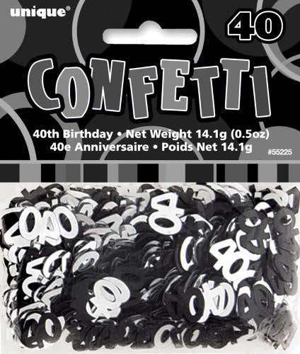 40TH Birthday Scatters Silver and Black