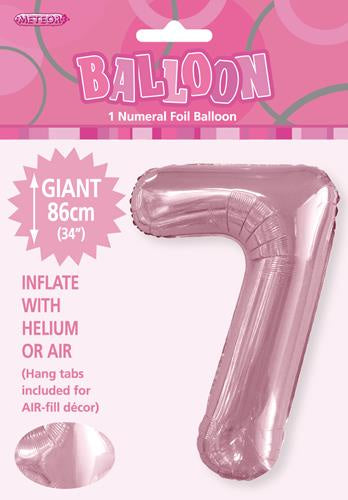 LARGE FOIL NUMBER BALLOON 34"(86CM) LIGHT PINK 7