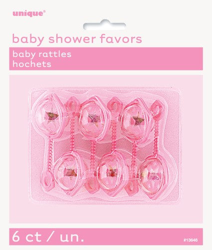 Baby Rattles Pink Pack Of 6