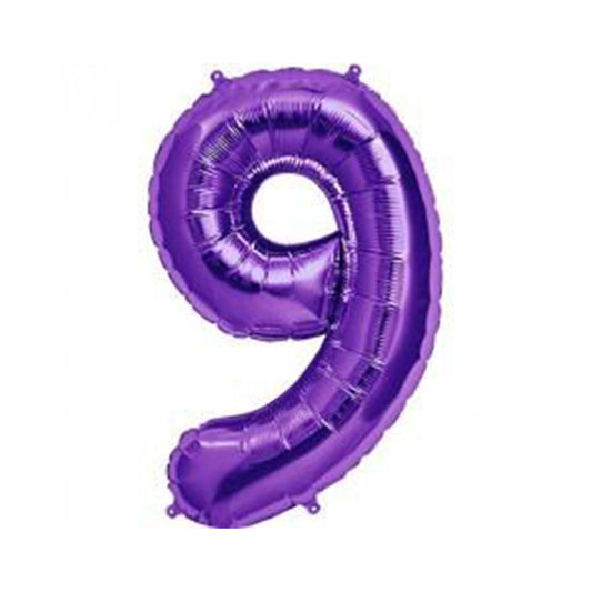 LARGE FOIL NUMBER BALLOON 34"(86CM) PURPLE 9