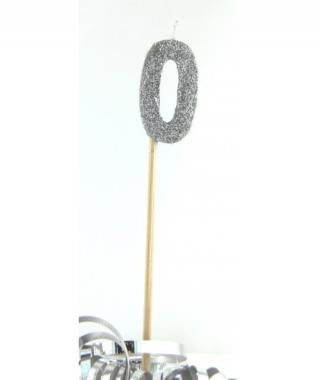 Silver Glitter Long Stick Candle #0