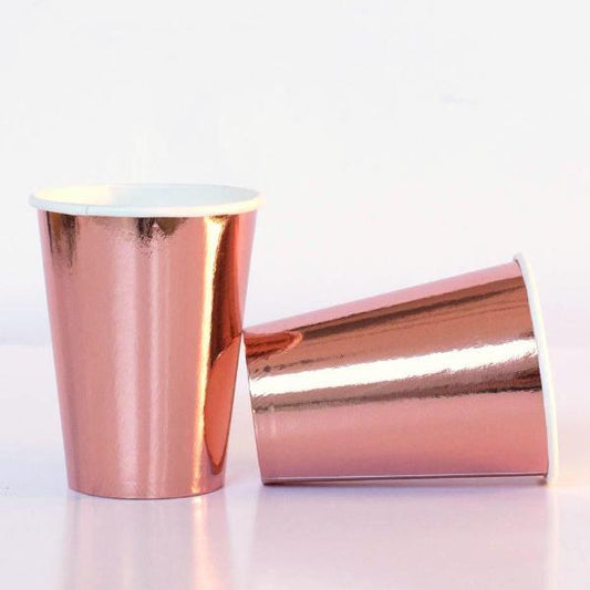 Metallic Rose Gold Paper Cups Pack Of 8