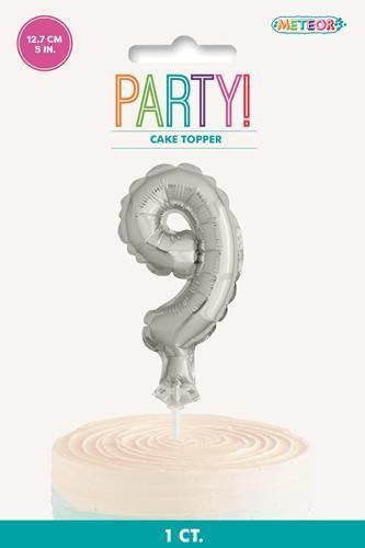 SILVER 5" MINI FOIL BALLOON CAKE TOPPER - 9
