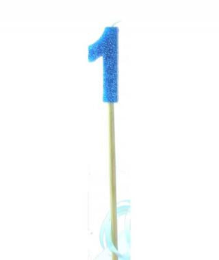 Blue Glitter Long Stick Candle #1