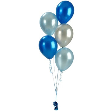 Bunch Of 5 Helium Balloons Brilliant Blue Table Centerpiece