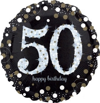 Holographic Sparkling Age 50 Birthday 18"(45cm) Foil Balloon
