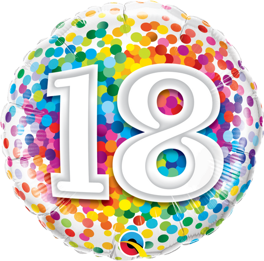 FOIL BALLOON 18"(45CM) RAINBOW CONFETTI #18