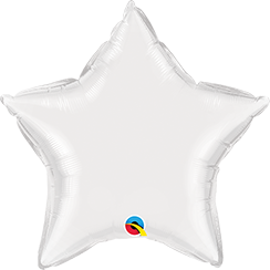 Star White Plain Foil Balloon 36"