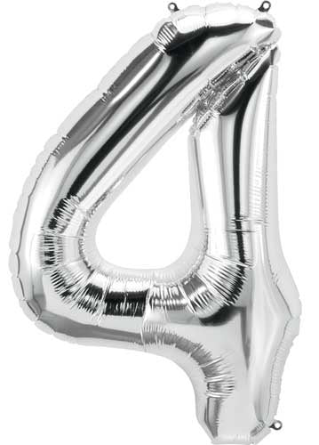 Foil Number Balloon 16"(40cm) Air Filled Only Silver 4