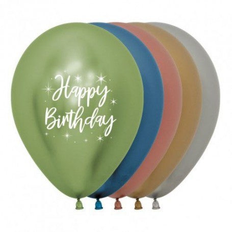Latex Balloon 11"(28cm) Reflex Happy Birthday Pack Of 50