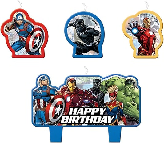 Marvel Avengers Powers Unite Birthday Candles Assorted Sizes Pack of 4