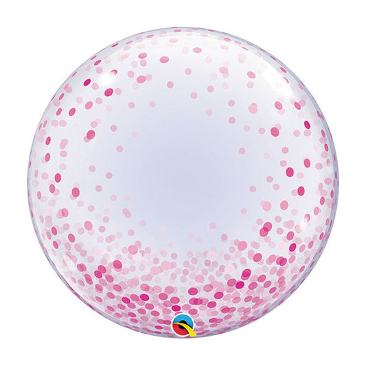 BUBBLE BALLOON 24" DECO PINK CONFETTI