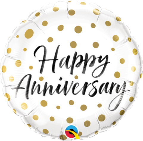 Happy Anniversary Dots Round Foil Balloon 18"