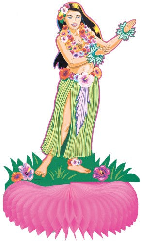 Hawaiian Luau Hula Girl Honeycomb Centrepiece 35cm(14")