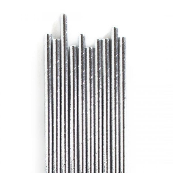 Silver Paper Straws Pack Of 20