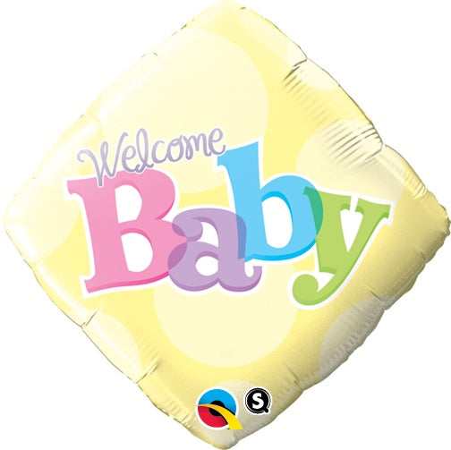 Welcome Baby Yellow Dots 45cm Foil BALLOON