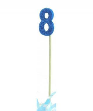 Blue Glitter Long Stick Candle #8