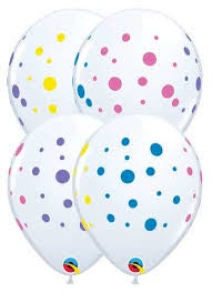 11" Print Colorful Dots Latex Balloons Pack Of 50