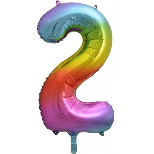 34inch Decrotex Foil Balloon Number Rainbow Splash #2 Foil Balloon