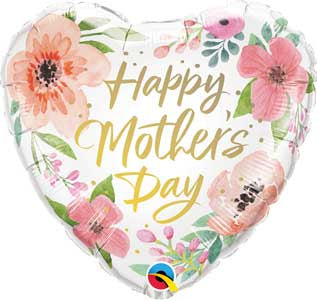 Heart Mother's Day Pink Floral Foil Balloon 18"
