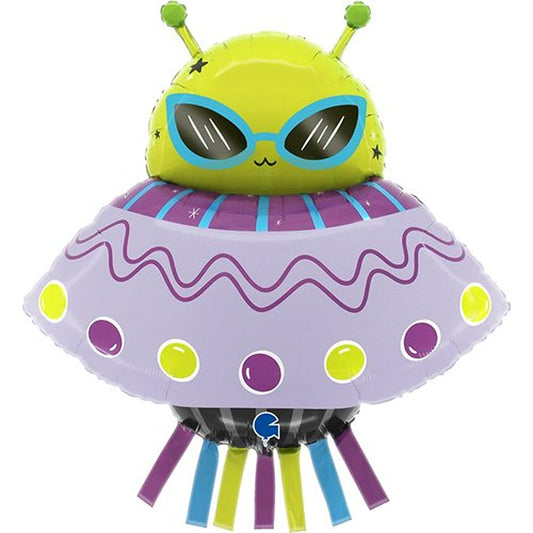 29 Inch Funky Alien Foil Balloon - Space Theme Party Decorations for Birthday Kids Party Supplies