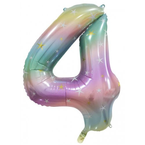 34"(86CM) Decrotex Foil Balloon NUMBER Pastel Rainbow #4