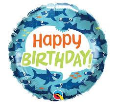Happy Birthday Fun Sharks Foil Balloon 18"