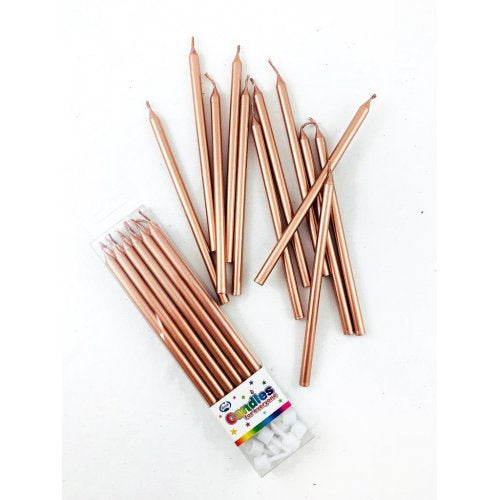 Candle Slim 12cm Rose Gold Pack Of 12