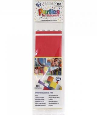 TYVEK WRISTBAND RED PACK OF 100