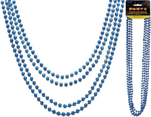 Blue Metallic Bead Necklace Pack Of 4