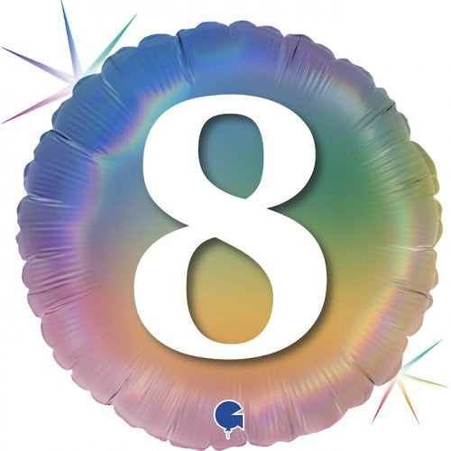 #8 Pastel Rainbow 18" (45cm) Round Foil Balloon