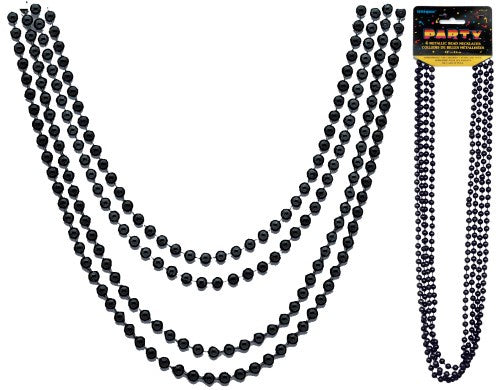 Black Metallic Bead Necklace Pack Of 4