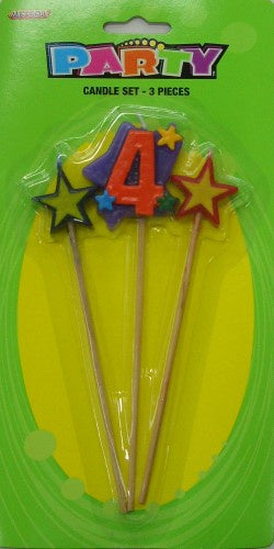 3 PIECE NUMBER CANDLE SET '4'