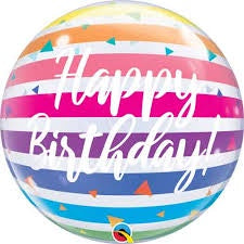 BUBBLE BALLOON 22" BIRTHDAY BRIGHT RAINBOW STRIPES