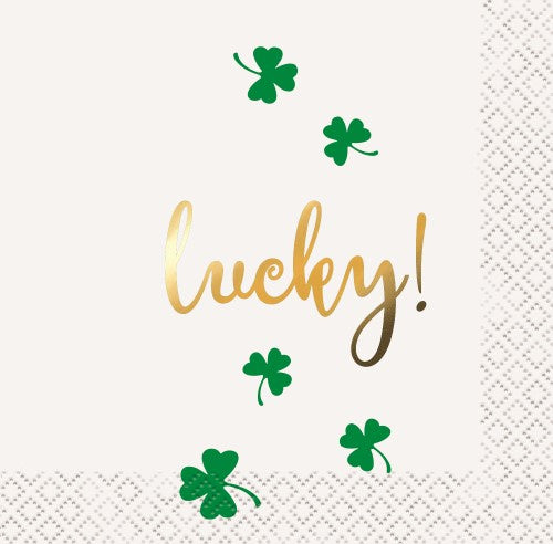 Lucky Foil Stamped Beverage Small Napkins Pack Of 16