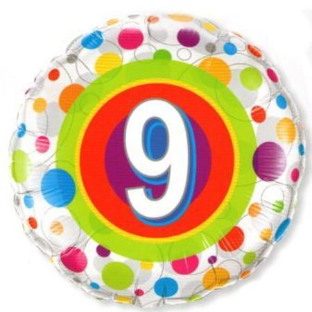 Foil Balloon 18"(45cm) Age 9 Colorful Dots