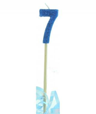 Blue Glitter Long Stick Candle #7