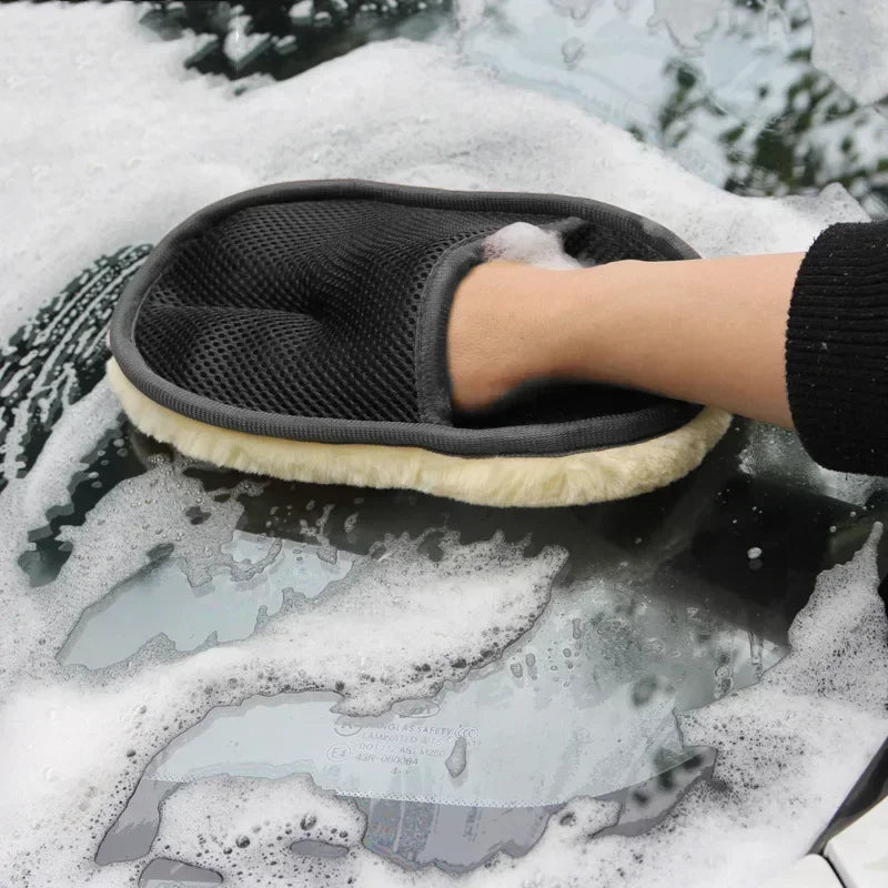 Hair gloves for car washing, automatic cleaning brush soft hair waxing lap car wash clean clothing, cashmere gloves salary