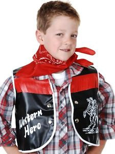 COWBOY SET CHILD BLACK VEST RED BA