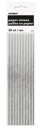 Silver Foil Paper Straws Pack Of 10