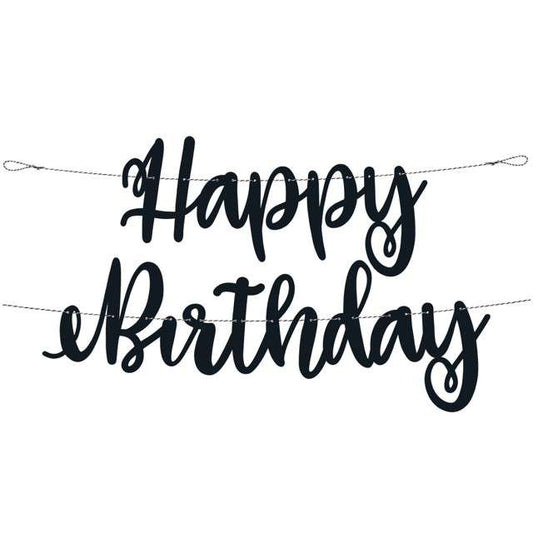 Happy Birthday Black Script Joint Banner 2.13 Meter