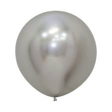 60cm(2ft) Reflex Silver Round Latex Balloon Pack Of 3
