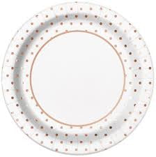 Rose Gold Foil Dots 9"(23cm) Plates Pack Of 8