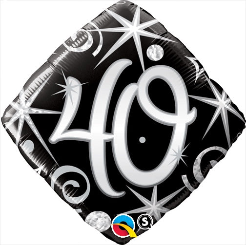 Foil Balloon 18"(45cm) 40th Birthday Elegant Sparkles & Swirls