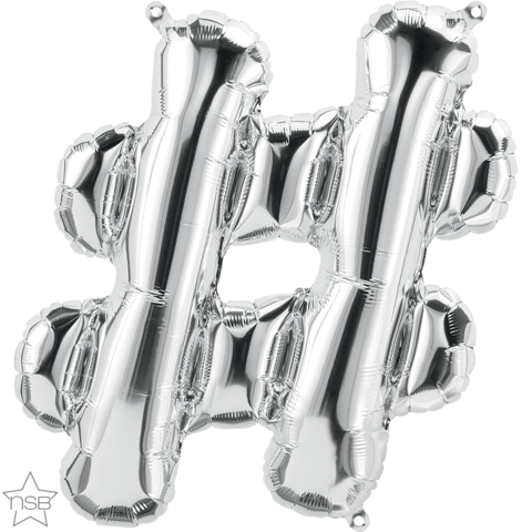 Foil Balloon 16" Letter Silver Hashtag